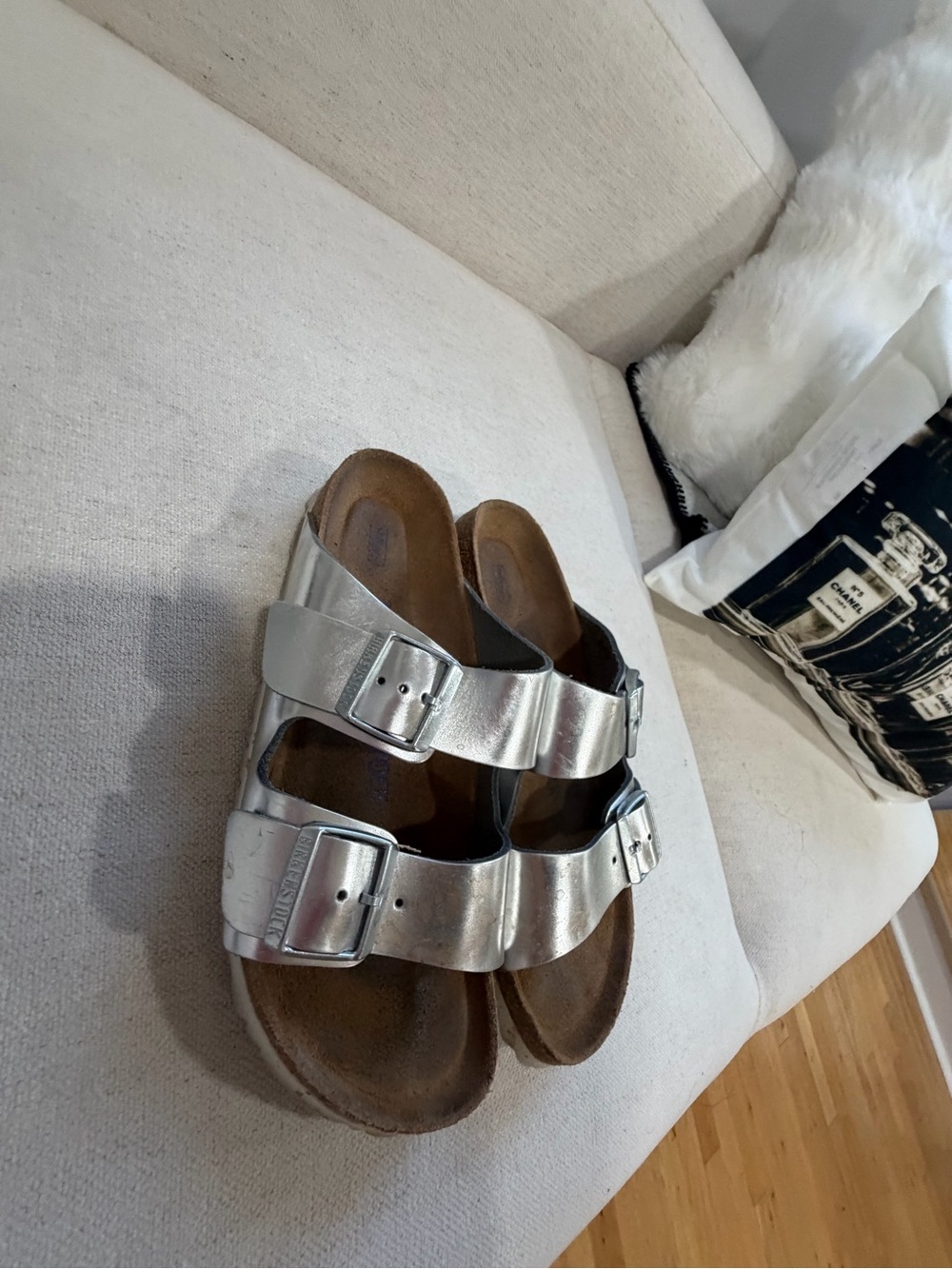 Birkenstock Silver Arizona Double Buckle Sandals